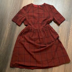 Roolee red plaid mini dress with pockets